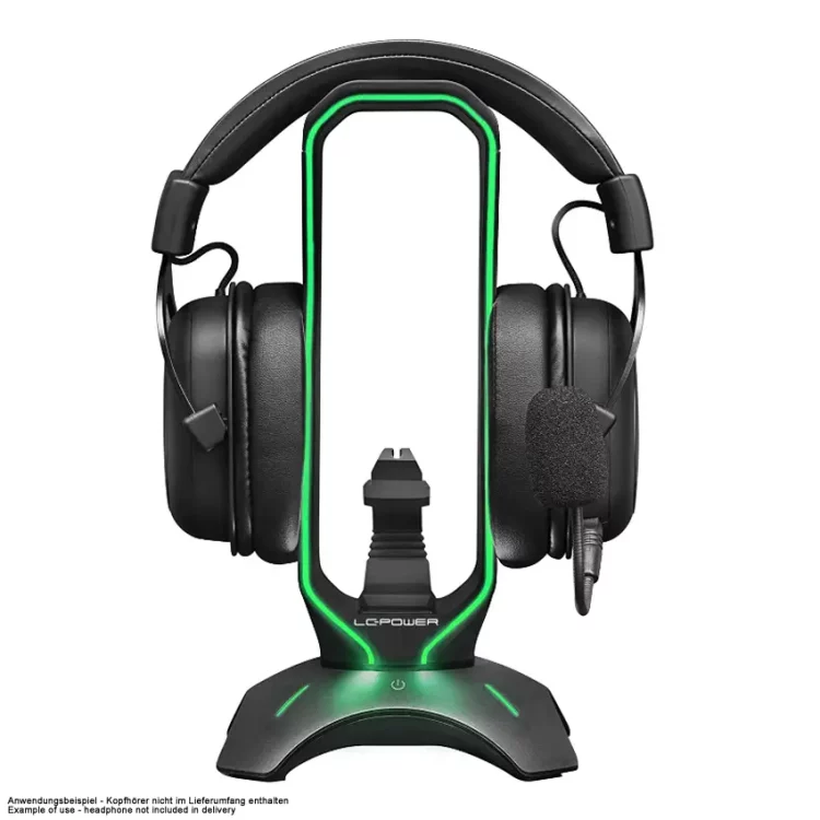 LC-Power Gaming Headset Ständer LC-HUB-HEAD-BUNGEE mit Headset (Headset nicht im Lieferumfang enthalten)